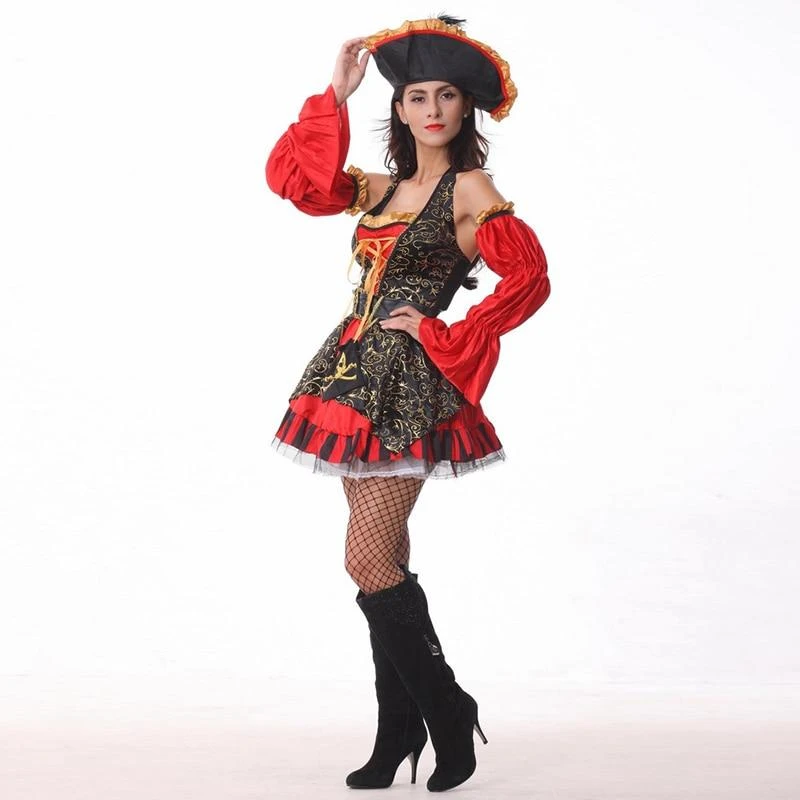 Déguisement Pirate Femme - Rouge Caraïbes 5 Déguisement Pirate Femme - Rouge Caraïbes – Image 3