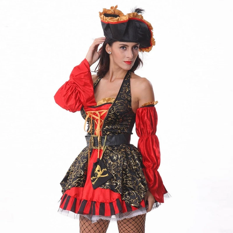 Déguisement Pirate Femme - Rouge Caraïbes 3 Déguisement Pirate Femme - Rouge Caraïbes