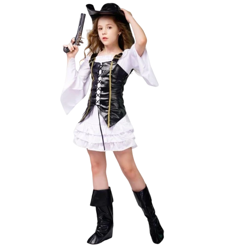 Déguisement Pirate Fille - Corset Noir 3 Déguisement Pirate Fille - Corset Noir