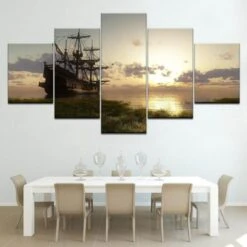 Tableau Pirate - Soleil Levant (5 Pièces)